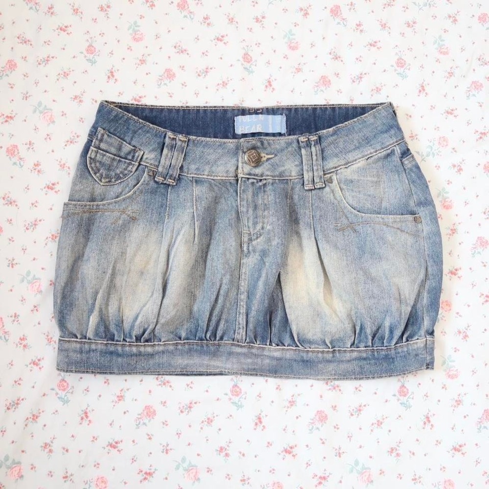 y2k low rise bubble mini skirt